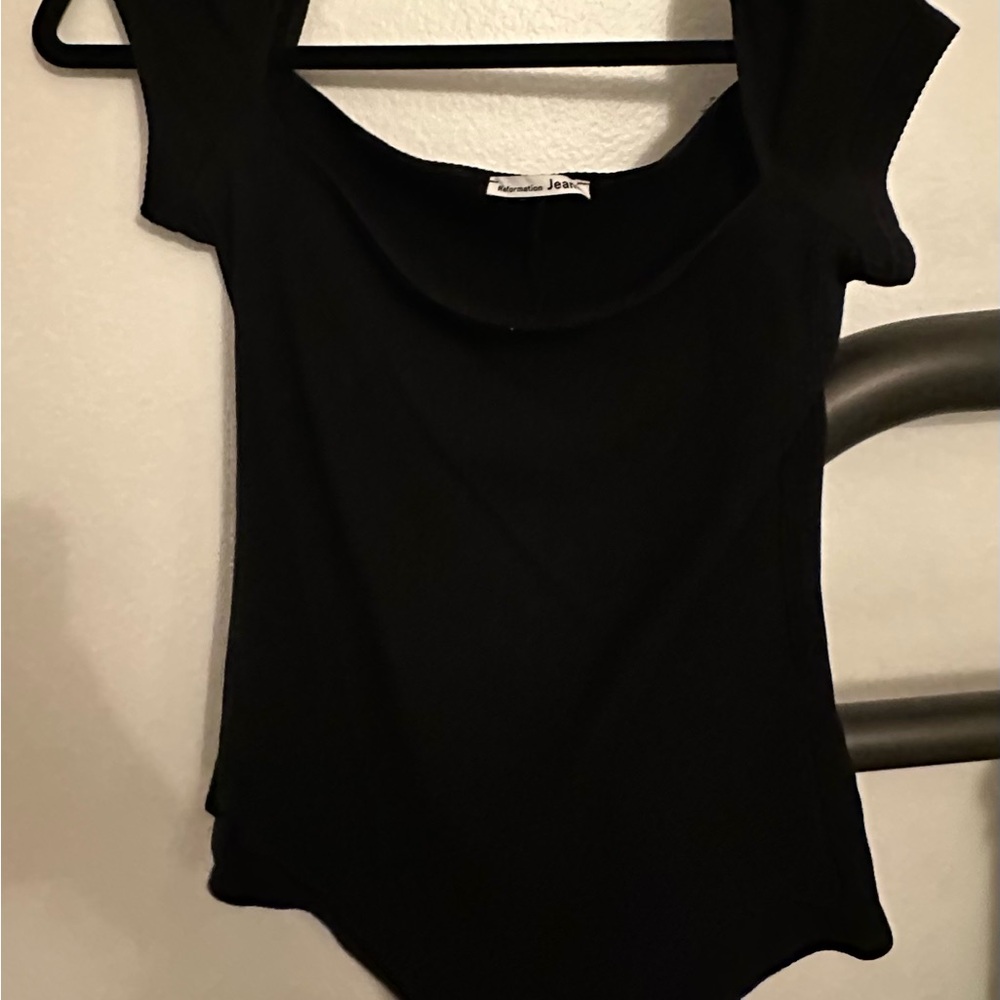 Reformation Black Ribbed Bodysuit